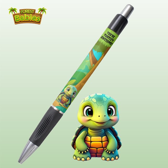 Schildkröte, Tortoise Wildlife Animal Cartoon Grap Kugelschreiber (Cute Turtle You're Turtley Awesome! Tortoise Wildlife Animal Cartoon Graphic Stationery Ink Pen 🐢)
