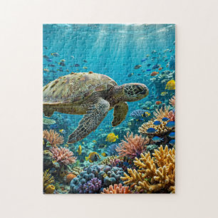 Schildkröte über Korallenriff