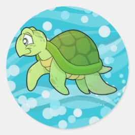 Schildkröte und Blasen Runder Aufkleber