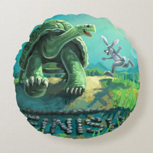 Schildkröte und der Hase Kunst Rundes Kissen