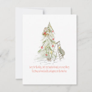 Schildkröte und Eichhörnchen mit einem verspäteten Feiertagskarte