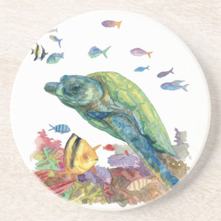 Schildkröte und Fische im Meer Getränkeuntersetzer