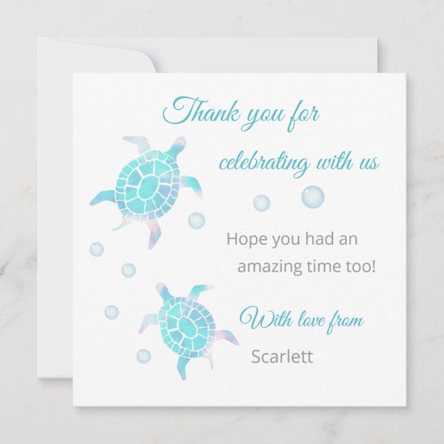 Schildkröte Unter Dem Meer Personalisierte Danke (Vorderseite)