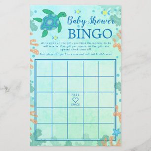 Schildkröte unter dem Sea Baby Shower Bingo Game