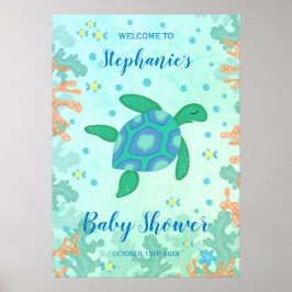 Schildkröte unter der Sea Baby Dusche Poster