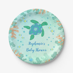 Schildkröte unter der SeeBabyparty Pappteller