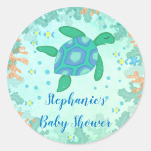 Schildkröte unter der SeeBabyparty Runder Aufkleber