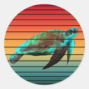 Schildkröte vintage   runder aufkleber