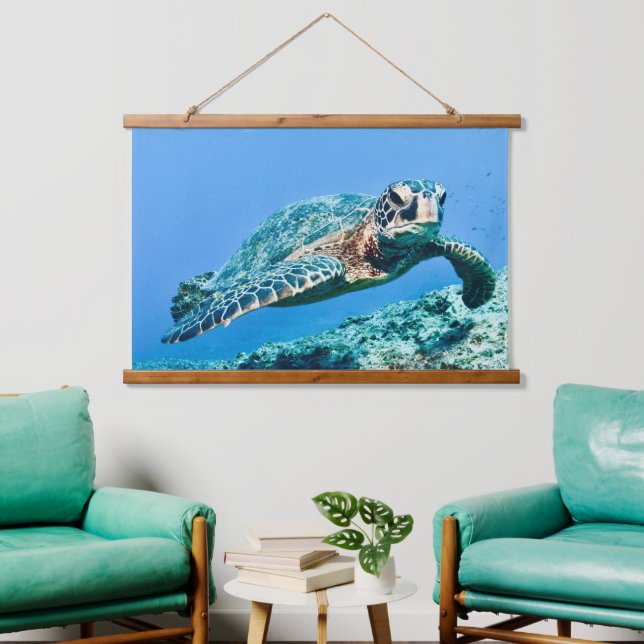 Schildkröte Wandteppich Mit Holzrahmen (Wohnzimmer)