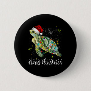 Schildkröte Weihnachtsmannmütze Frohe Weihnachtsbe Button