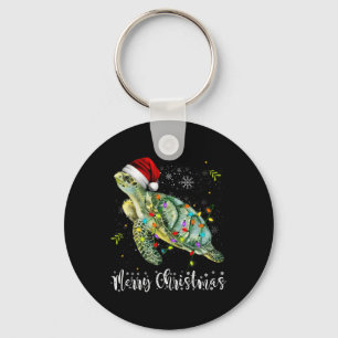 Schildkröte Weihnachtsmannmütze Frohe Weihnachtsbe Schlüsselanhänger