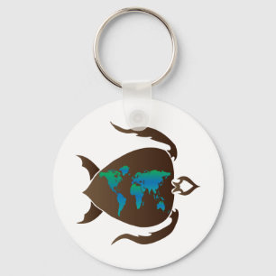 Schildkröte-Welt Schlüsselanhänger