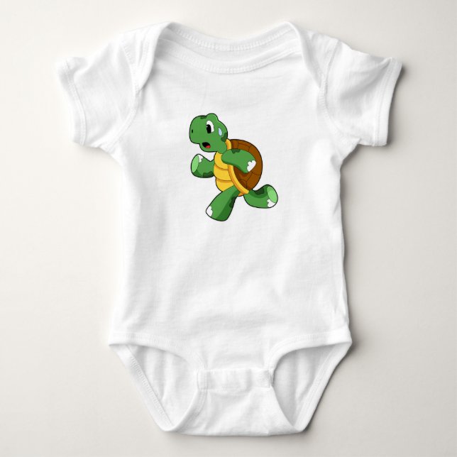 Schildkröte wie Jogger beim Laufen Baby Strampler (Vorderseite)