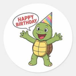 Schildkröte wünscht dir alles Gute zum Geburtstag  Runder Aufkleber