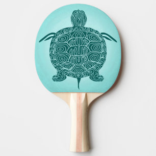 Schildkröte Zeichne Blue Green auf Aqua Tischtennis Schläger