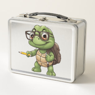 Schildkröte zurück zur Schule Metall Brotdose