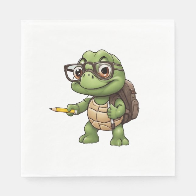 Schildkröte zurück zur Schule Serviette (Vorderseite)
