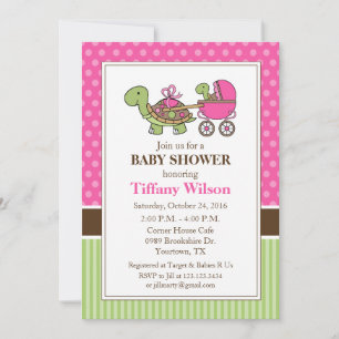 Schildkröten-Baby-Shower-Einladung rosa Einladung