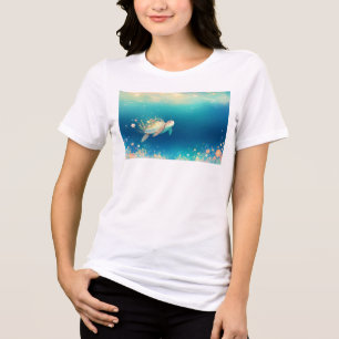 Schildkröten-Blumen-Wunderland unter dem Meer Tri-Blend Shirt