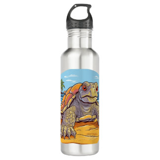 Schildkröten-Cartoons Strand Edelstahlflasche