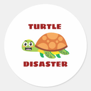 Schildkröten-Desaster-Schildkröten-Wortspiel Runder Aufkleber