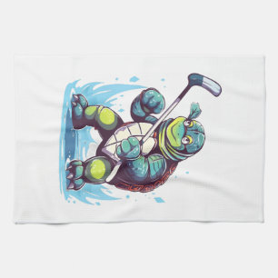Schildkröten-Eishockeyspieler-Hockeyschläger-Torwa Geschirrtuch