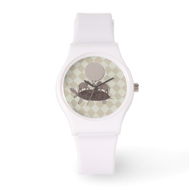 "Schildkröten ganz nach unten" Armbanduhr (Vorderseite)