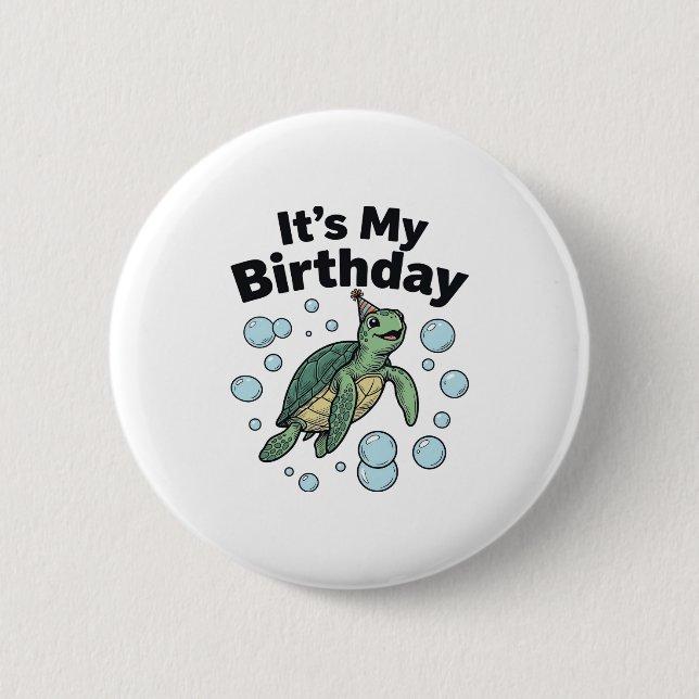 Schildkröten-Geburtstags-Shirt-Design_1 Button (Vorderseite)