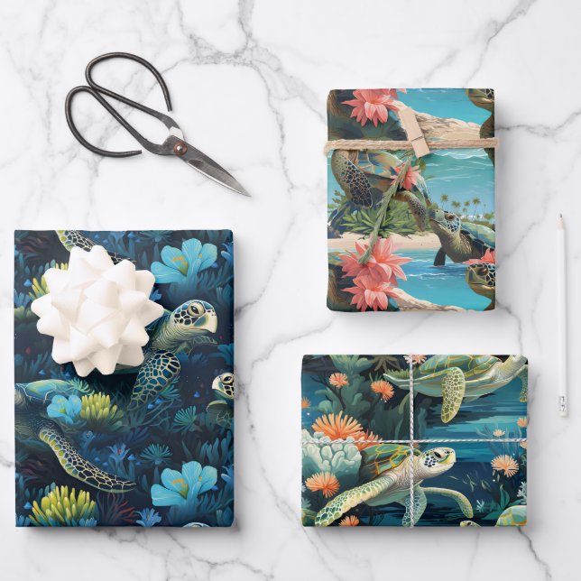 Schildkröten Geschenkpapier Set (Vorderseite)