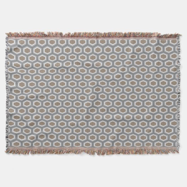 Schildkröten-Hexagon-Muster-Brown-Grau Decke (Vorderseite)