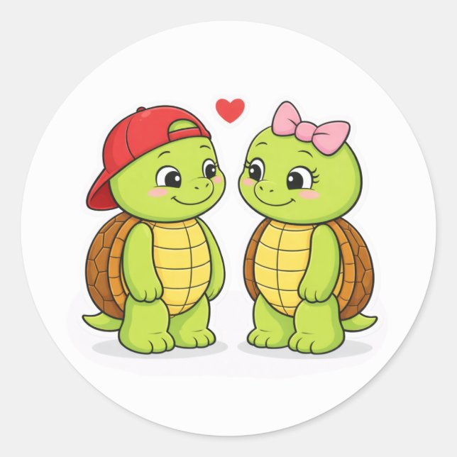 Schildkröten in Liebe Runder Aufkleber (Vorderseite)