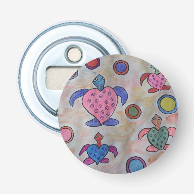 Schildkröten & Kreise Button Flaschenöffner (Vorderseite)