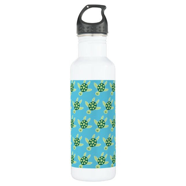Schildkröten Muster Blau Edelstahlflasche (Vorderseite)