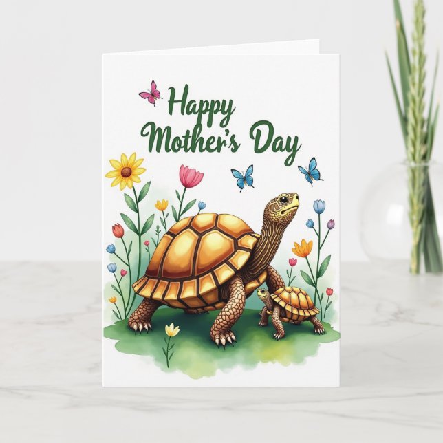 Schildkröten-Muttertag-Kunstkarte Karte (Vorderseite)