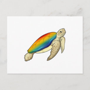 Schildkröten Regenbogen Postkarte