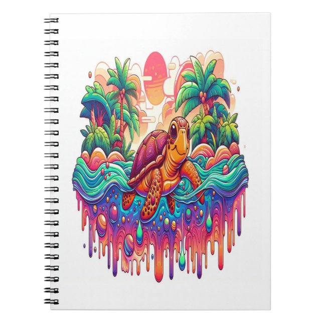 Schildkröten schwimmen im Flüssiggarten. Notizblock (Vorderseite)