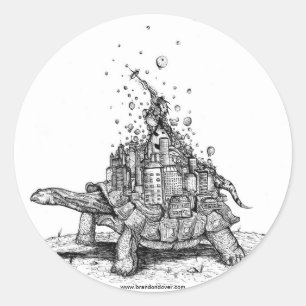 Schildkröten-Stadtaufkleber: D (riesige Runder Aufkleber