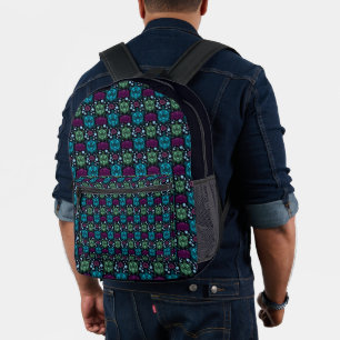 Schildkröten- und Lotusblumen-Muster  Bedruckter Rucksack