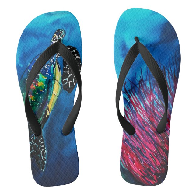 Schildkröten unter Wasser, Korallenriff im blauen  Flip Flops (Fußbett)