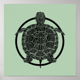 Schildkröten-Zeichn - Wildlife Circle Series (grün Poster