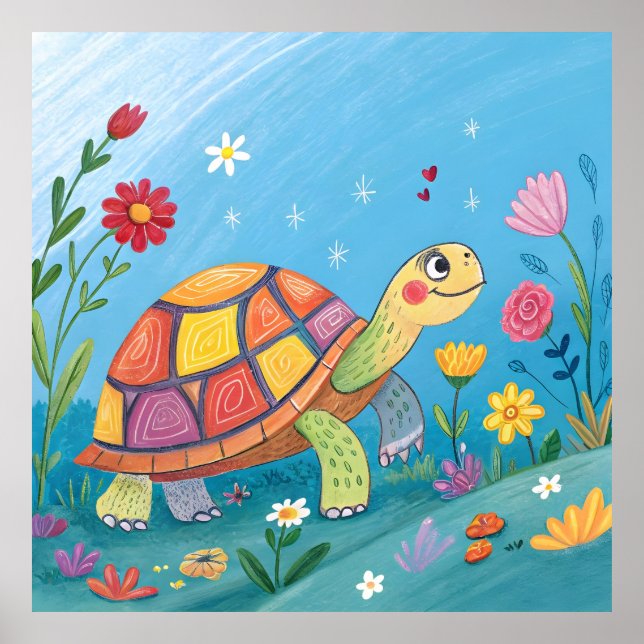 Schildkrötenbaby zeichnen poster (Vorne)