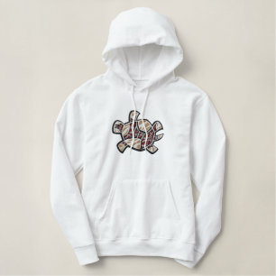 Schildkrötendesign Indianisches Symbol Bestickter Hoodie