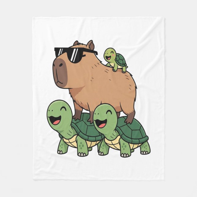 Schildkrötenfahrt Capybara, Funny Capybara Fleecedecke (Vorderseite)