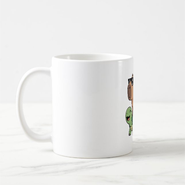 Schildkrötenfahrt Capybara, Funny Capybara Kaffeetasse (Links)