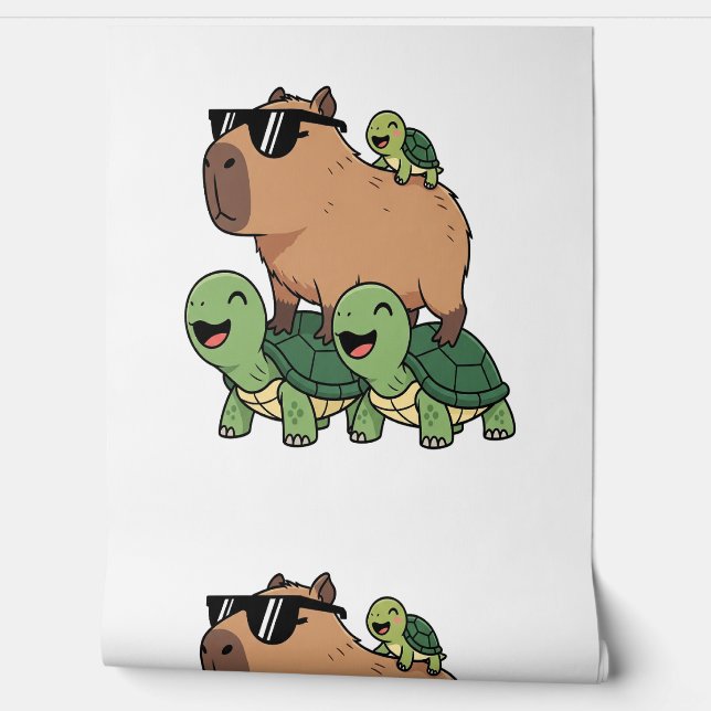 Schildkrötenfahrt Capybara, Funny Capybara Tapete (Abrollen)