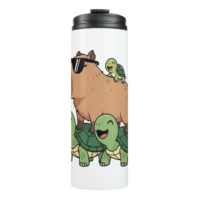 Schildkrötenfahrt Capybara, Funny Capybara Thermosbecher (Vorderseite)