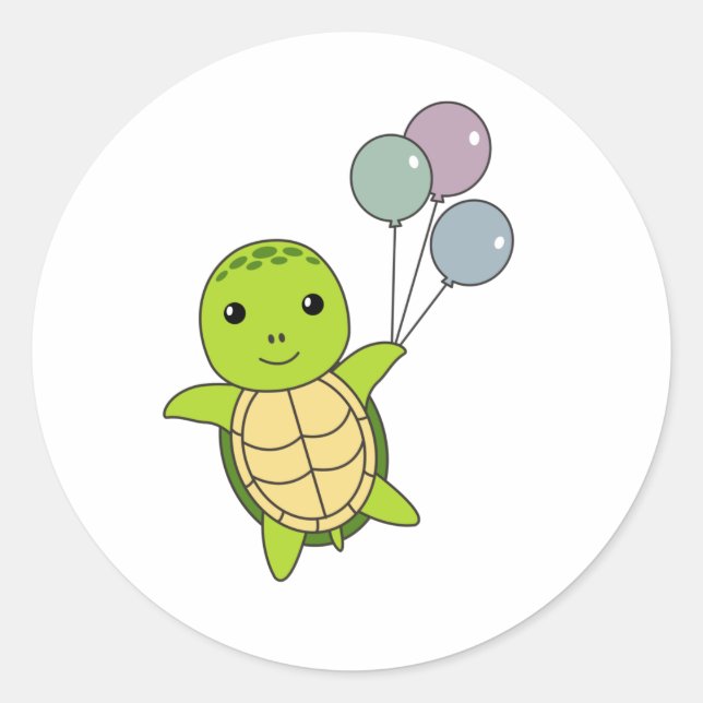 Schildkrötenfliege Balloons Children Runder Aufkleber (Vorderseite)