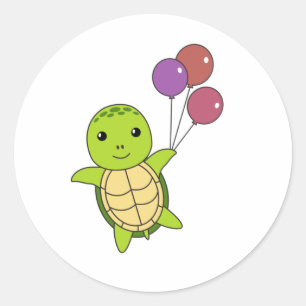 Schildkrötenfliege Balloons Children Runder Aufkleber