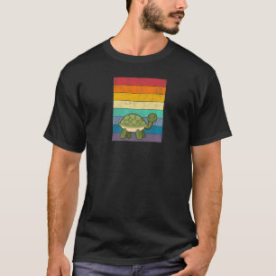 Schildkrötengestörter Vintager Retro-Regenbogen T-Shirt