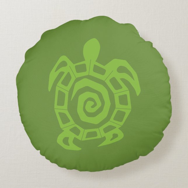 Schildkrötengrün Rundes Kissen (Rückseite)